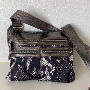 👜 BRIGHTON TWISTER MICROFIBER &  LEATHER CROSSBODY BAG WITH PYTHON PRINT 🌹